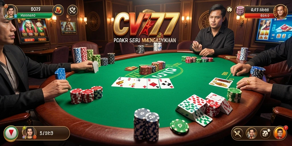 Tampilan permainan Poker yang mendebarkan di CV777.
