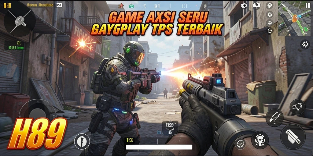 Tangkapan layar menunjukkan aksi seru gameplay TPS di H89.