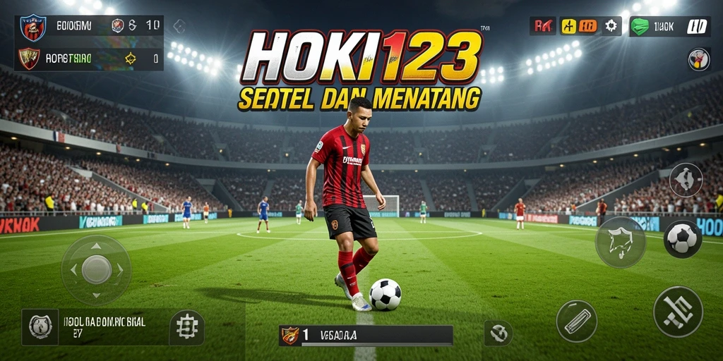 Tampilan gameplay HOKI123 dengan aksi sepak bola yang menegangkan.