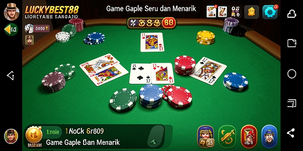 Screenshot gameplay LUCKYBEST88 dengan tampilan kartu Gaple.