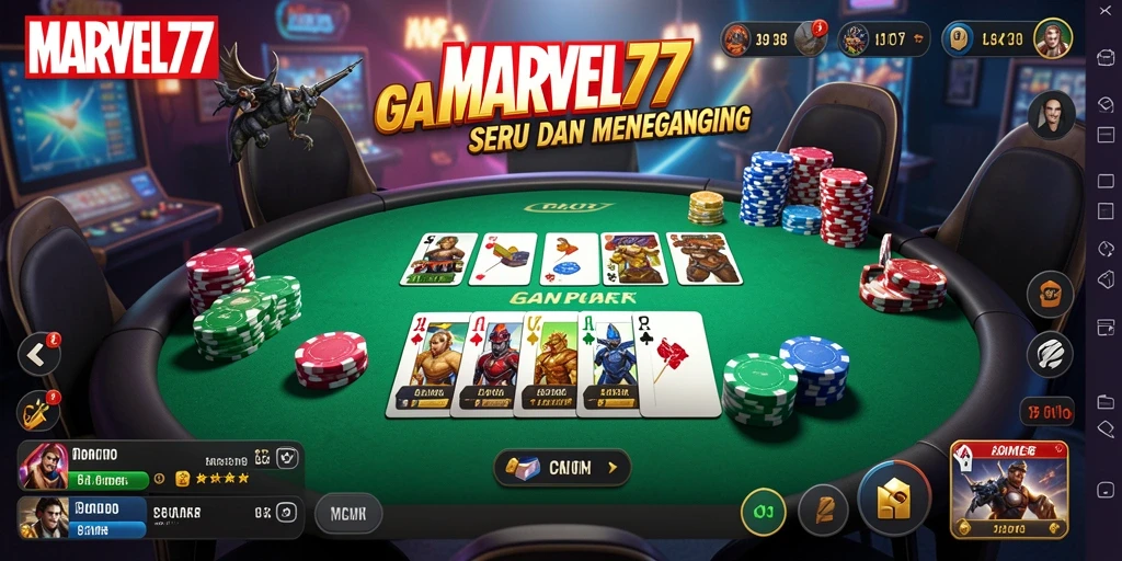Screenshot utama MARVEL77 menampilkan gameplay poker yang mendebarkan.