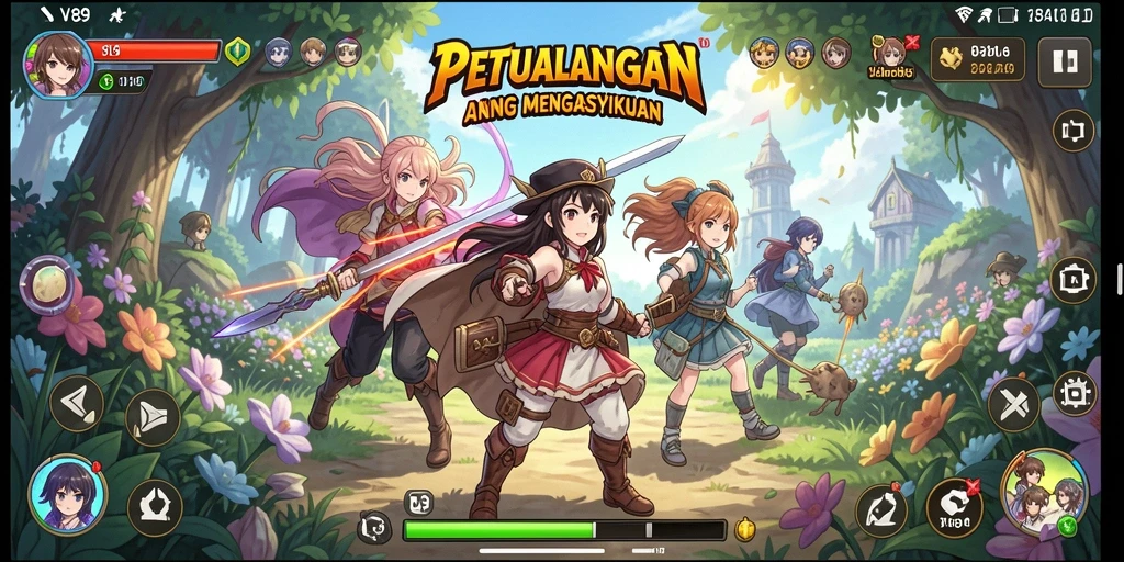 Tampilan gameplay V89 dengan karakter Anime yang menarik.