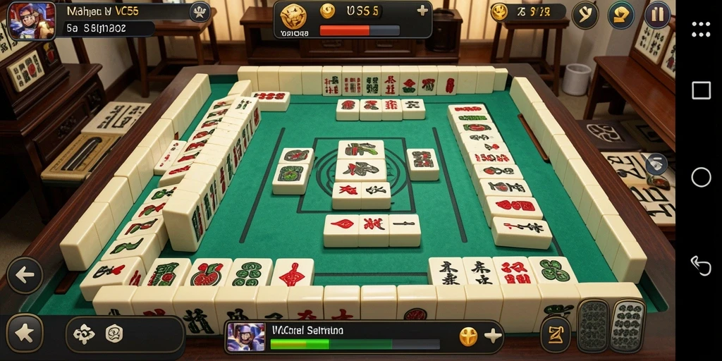 Screenshot VC55 menunjukkan gameplay Mahjong yang menarik dan penuh strategi.